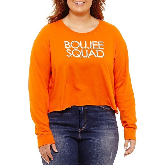 Orange Long Sleeved Crop Top - Picture 1 of 3